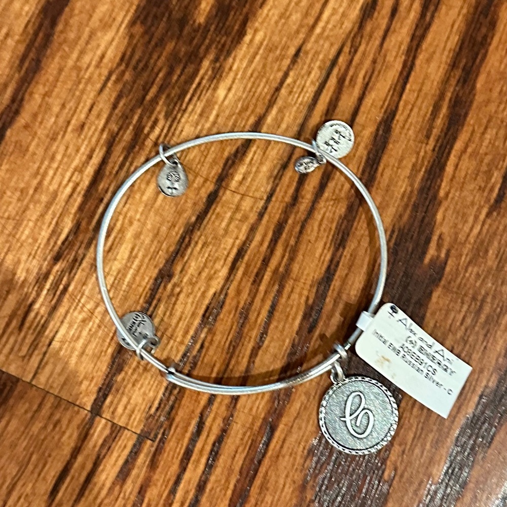 Alex and Ani Initial Expandable Wire "C" initial Bangle Bracelet, 2.5"